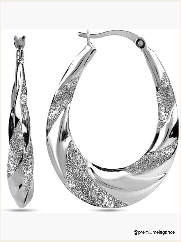 Sterling Silver Hoop Earrings Large Diamond Cut Filigree